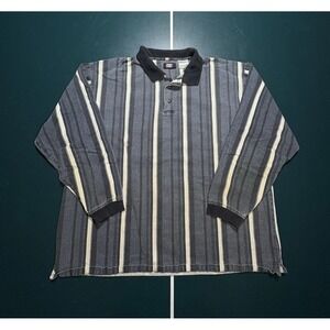 Vintage‎ 90s Rugby Polo Shirt Men's XL Long Sleeve Striped Blue White Skater